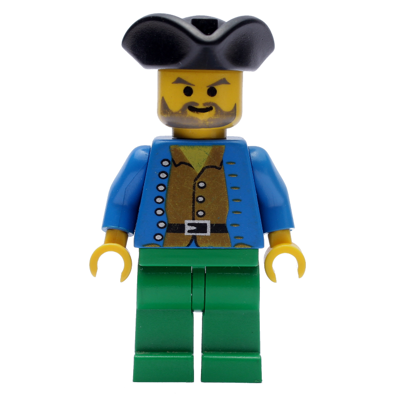Lego Pirate - Brown Shirt, Green Legs, Black Tricorne