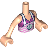 Lego Minidoll Torso Girl, White/Lavender Apron, Magenta Top, Dark Blue Trim / Light Nougat