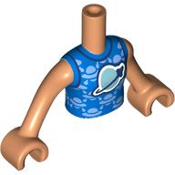 Lego Minidoll Torso Girl with Blue Shirt, Bright Light UFOs, Classic Space Logo print, Nougat Arms and Hands / Nougat