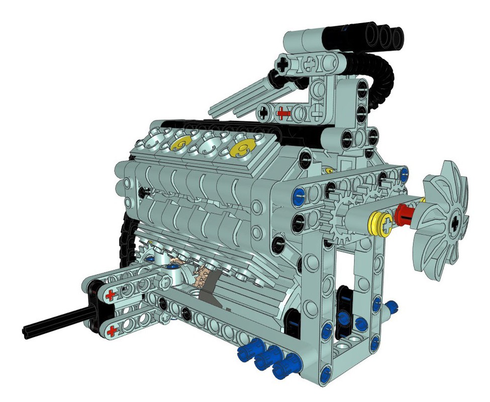Lego Double v8 engine with motor and differential drive