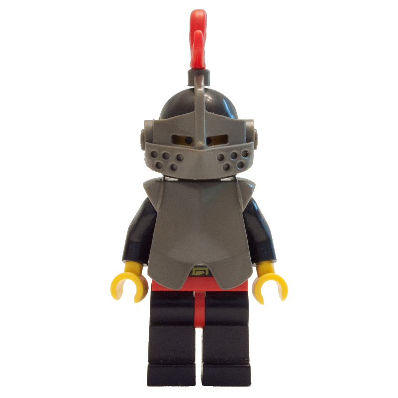 Lego Knight (Breastplate on Black) - Black Legs, Armor, Red Plume, Solid Stud Head