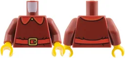 Torso Red Collar and Belt, Gold Button, and Buckle Pattern / Dark Red Arms / Yellow Hands / Dark Red