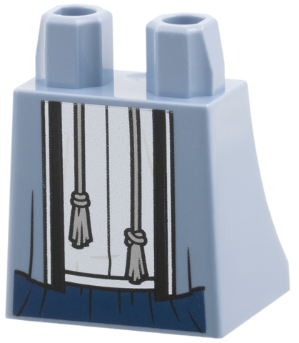 Lego Lower Body, Skirt with Silver Tassels, Black Hems, White Inner Robe with Dark Blue Ends Pattern
