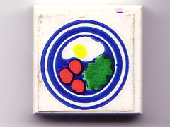 Lego Tile 2 x 2 without Groove with Blue Circle Plate, Fried Egg, 3 Red Spots Pattern (Sticker) - Set 269