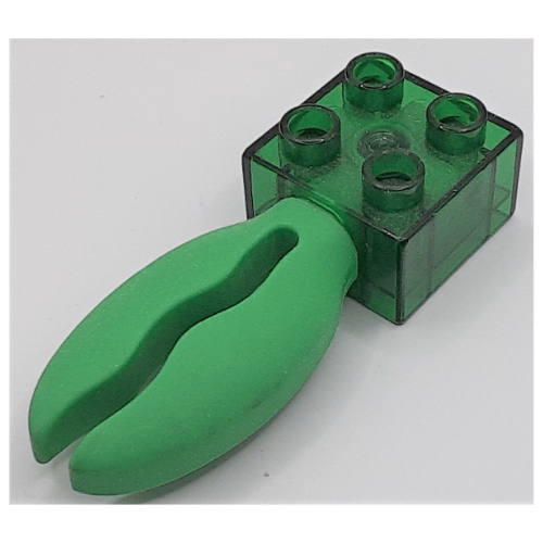Lego Duplo Brick 2 x 2 with Rubber Claw / Trans-Green