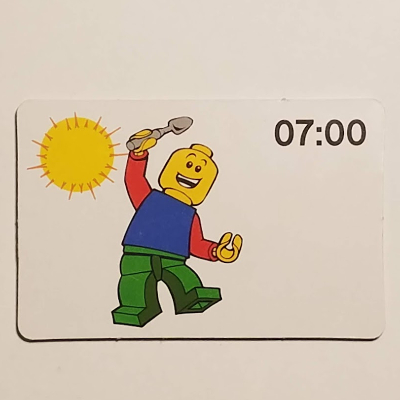 Lego Activity Card, Time-Teaching 24-Hour Clock 07:00 / [No Color/Any Color]