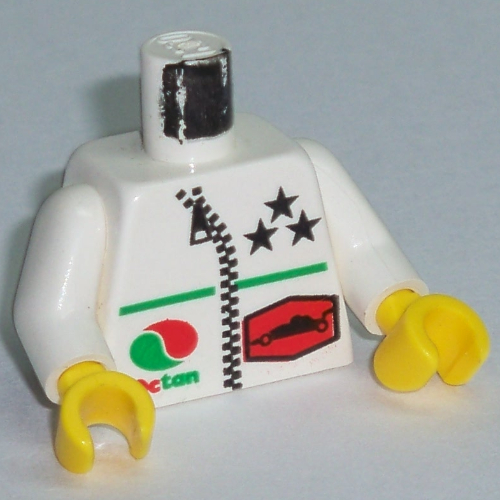 Lego Torso Octan Logo and 3 Stars and Zipper Print, White Arms, Yellow Hands / White