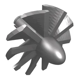 Jet Engine Fan with 10 Blades and Technic Pin / Flat Silver