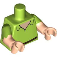 Torso, Dual Molded Arms, Shirt, Light Nougat Neck, Dark Brown Belt Print, Lime Sleeves Pattern with Scalloped Edges Print, Light Nougat Arms and Hands / Lime