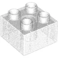 Duplo Brick 2 x 2 / Glitter Trans-Clear