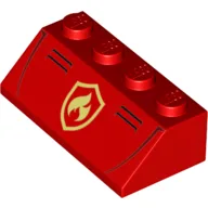Brick Sloped 45° 2 x 4 with Fire Fighter Logo/Symbol Print / Red