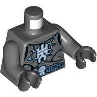 Lego Torso Armor Plates with Electrified Lord Krakenskull Symbols and Blue Arcane Symbols Print, Dark Bluish Gray Arms, Black Hands / Dark Bluish Gray