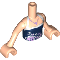 Lego Minidoll Torso Girl with Dark Blue and White Halter Top with Flowers and Necklace Print, Light Nougat Arms and Hands / Light Nougat