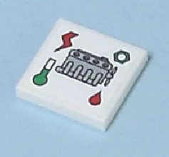 Tile 2 x 2 with Engine and Service Indicators Pattern (Sticker) - Set 7642