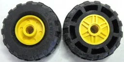 Wheel 18mm D. x 14mm with Pin Hole, Fake Bolts and Shallow Spokes with Black Tire 37 x 18R (55981 / 56891) / Yellow