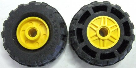 Lego Wheel 18mm D. x 14mm with Pin Hole, Fake Bolts and Shallow Spokes with Black Tire 37 x 18R (55981 / 56891)