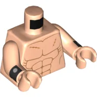Torso, Bare Chest with Muscles and 3 Scars Print, Light Nougat Arms and Hands with Black Cuffs Print / Light Nougat