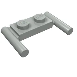 Plate Special 1 x 2 with Handles [Round Ends, Mid Attachment] / Light Gray
