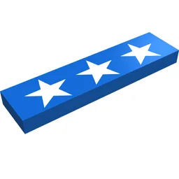 Tile 1 x 4 with 3 White Stars Print / Blue
