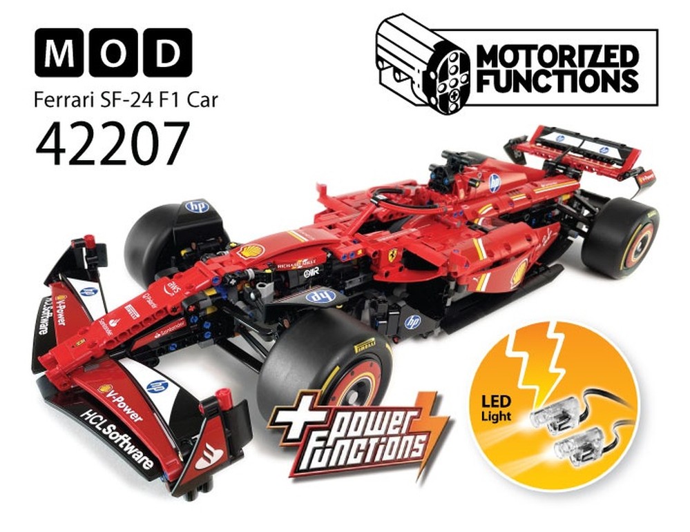 Lego 42207 페라리 SF-24 F1 Car RC MOD for Power Function Motors & LED Light