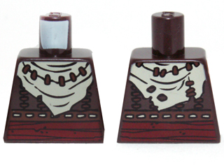 Lego Torso Vest with Dark Red Belt, White Bandana and Brown Necklace Pattern