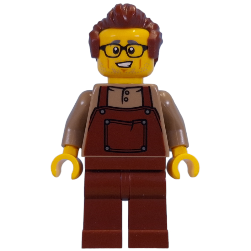 Lego Dark Tan Torso, Reddish Brown Overall, Reddish Brown Hair