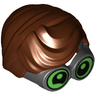 Lego Hair and Large Thick Glasses, Parted and Wavy with One Eye Squinting Print (Robin) / Reddish Brown