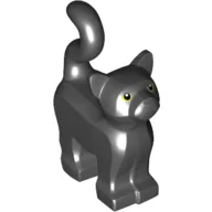 Animal, Cat, Standing New Style with Yellow Eyes and Dark Bluish Gray Nose and Mouth Print / Black