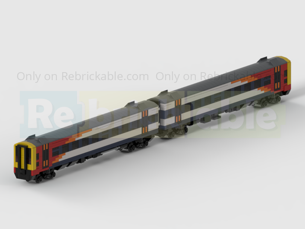 Lego 4-Wide Class 158 2 Carriage DMU Train In South West Trains Livery