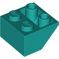 Brick Sloped Inverted 45° 2 x 2 [Ovoid Bottom Pin, Bar-sized Stud Holes] / Dark Turquoise