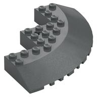 Lego Brick Round Corner 10 x 10 with Slope 33° Edge, Axle Hole, Facet Cutout / Dark Bluish Gray