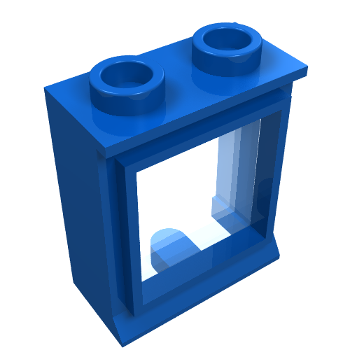 Lego Window 1 x 2 x 2 Classic, Short Lip [with Glass] / Blue