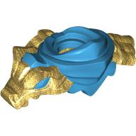 Lego Minifig Neckwear Shoulder Armour With Pearl Gold Dragon pattern / Dark Azure