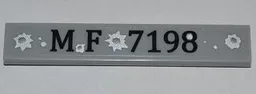 Tile 1 x 6 with 'MF 7198' and Bullet Holes Pattern (Sticker) - Set 7198