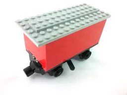 Train Battery Box Car with Three Contact Holes, Black Switch Lever, Black Magnets, Black Wheels, and Light Gray Roof