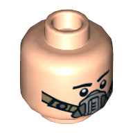 Lego Minifig Head Nix Jerd, Eyebrows, Smile / Pilot Breathing Mask Print / Light Nougat