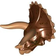 Animal Body Part, Dinosaur, Triceratops Head with Dark Brown Spots, Medium Nougat Horns / Reddish Brown