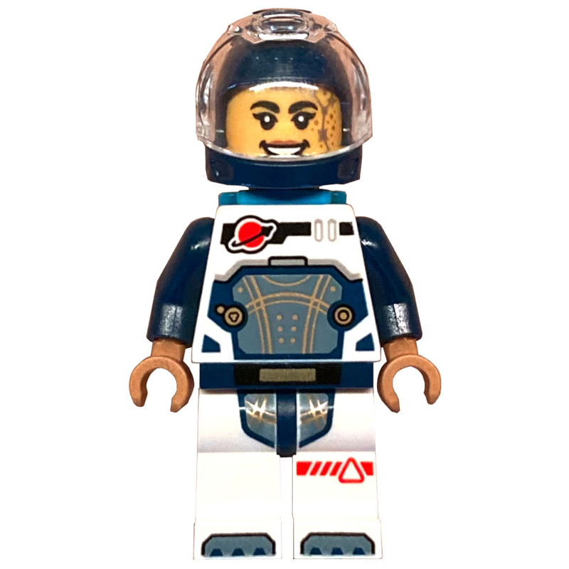 Lego Astronaut, White and Dark Blue Spacesuit, Dark Azure Backpack, Dark Blue Helmet