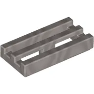Tile Special 1 x 2 Grille with Bottom Groove / Flat Silver