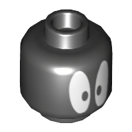 Lego Minifig Head Marvin the Martian, Big White Eyes print / Black