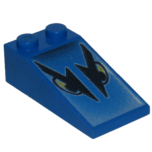 Lego Brick Sloped 18° 4 x 2 with Two Eye Print / Blue