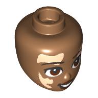 Lego Minidoll Head with Reddish Brown Eyes, Light Nougat Vitiligo Patches print / Medium Nougat
