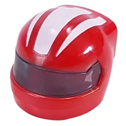 Helmet, Formula 1 with Trans-Black Visor Pattern and White Stripes Print / Red