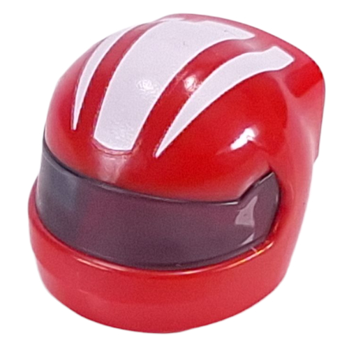 Lego Helmet, Formula 1 with Trans-Black Visor pattern and White Stripes print / Red