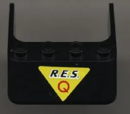 Windscreen 4 x 4 x 1 with Black 'R.E.S.' and Red 'Q' on Yellow Triangle Pattern (Sticker) - Set 6451