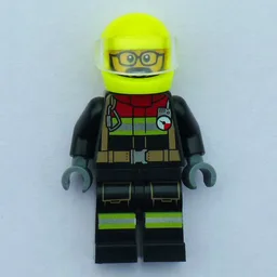 Firefighter, Black Fire Suit, Vibrant Yellow Helmet