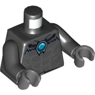 Lego Torso Muscles and Chi Orb Print, Black Arms, Dark Bluish Gray Hands / Black