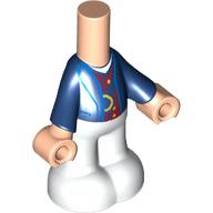 Lego Microdoll Body Pants White with Dark Blue Jacket, Light Nougat Hands print / Light Nougat
