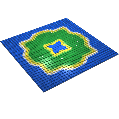 Lego Baseplate 32 x 32 with Island and Center Water Print / Light Gray