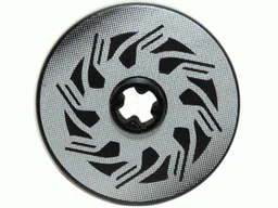 Technic, Disk 3 x 3 with Disk Brake Silver / Black Triangle Swirls Pattern (Sticker) - Set 8354
